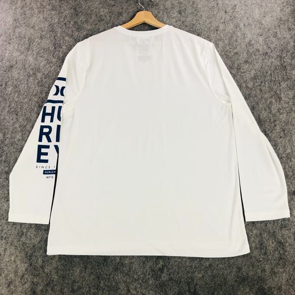 NWOT Hurley Mens Shirt XL White Blue Long Sleeve Performance Stretch Polyester - Picture 4 of 9